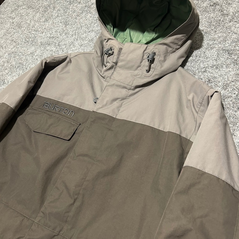 Burton Hooded Snowboard Jacket Brown Olive Green Mens Size Small
